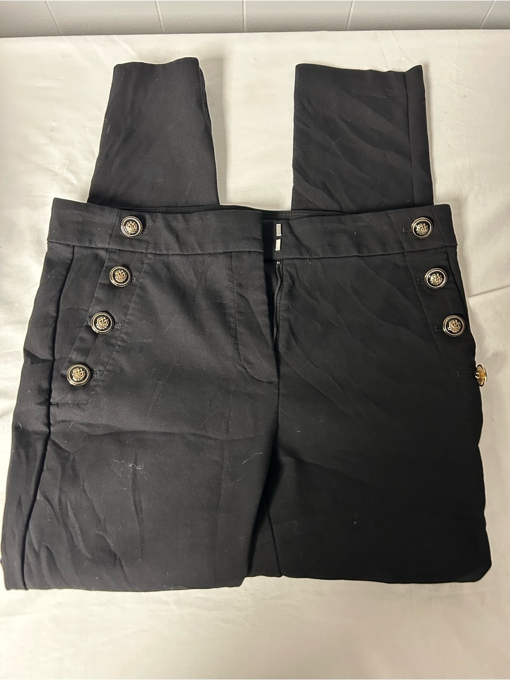 LOFT Black High-Waist Button Front Pants 4P